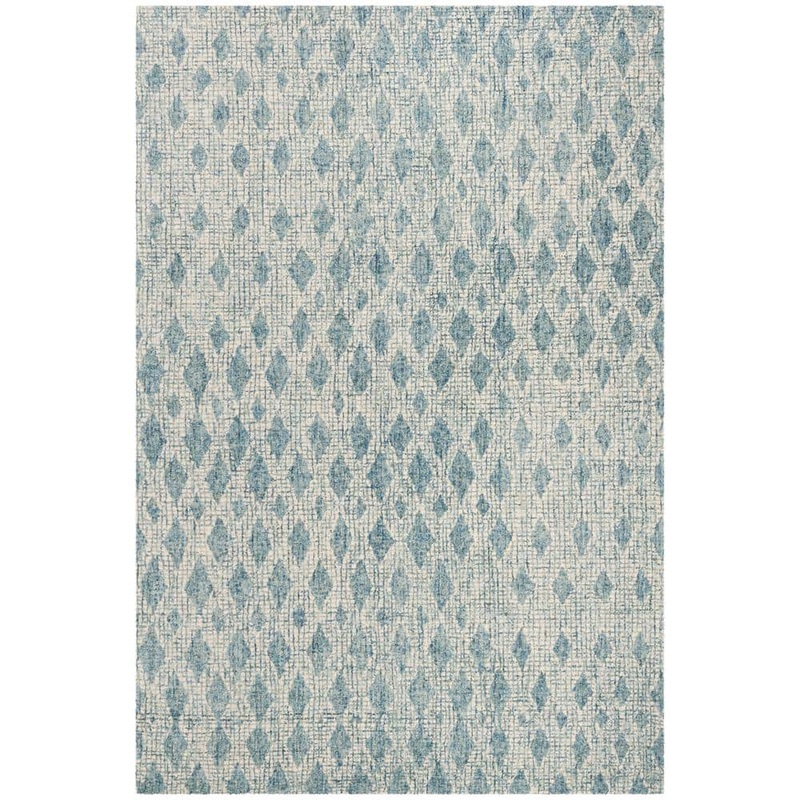 SAFAVIEH Abstract Ivory/Blue 10 ft. x 14 ft. Geometric Diamond Area Rug ABT206A-10
