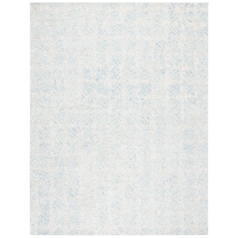 SAFAVIEH Abstract Ivory/Light Blue 9 ft. x 12 ft. Rustic Distressed Area Rug ABT654A-9