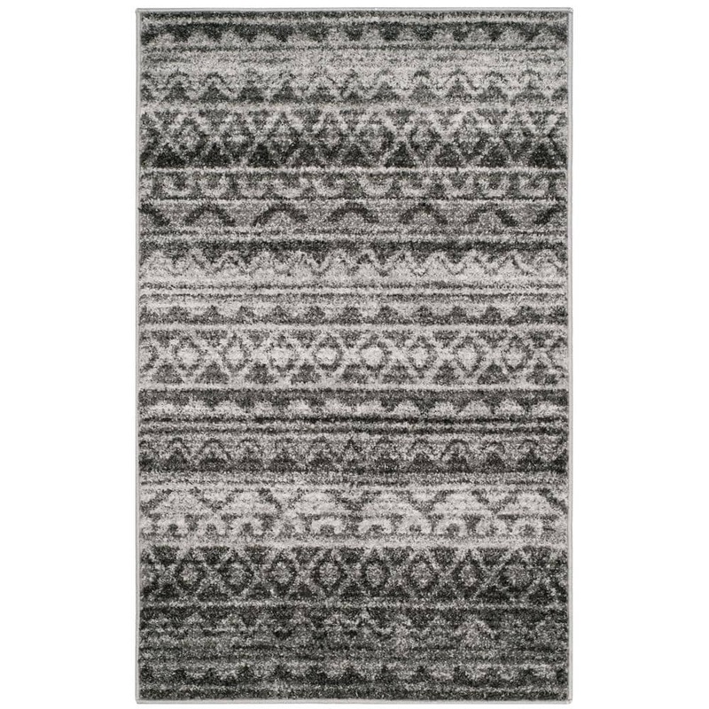 SAFAVIEH Adirondack Ivory/Charcoal Doormat 3 ft. x 5 ft. Geometric Area Rug ADR119N-3