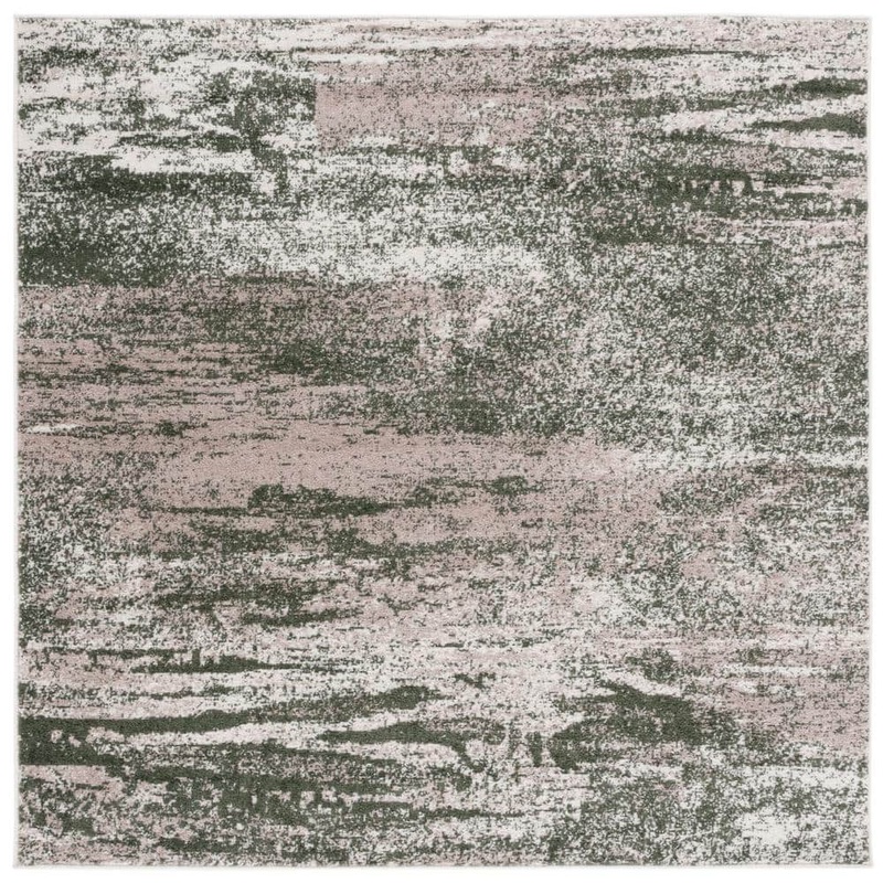 SAFAVIEH Adirondack Ivory/Dark Green 6 ft. x 6 ft. Abstract Marle Square Area Rug ADR136X-6SQ