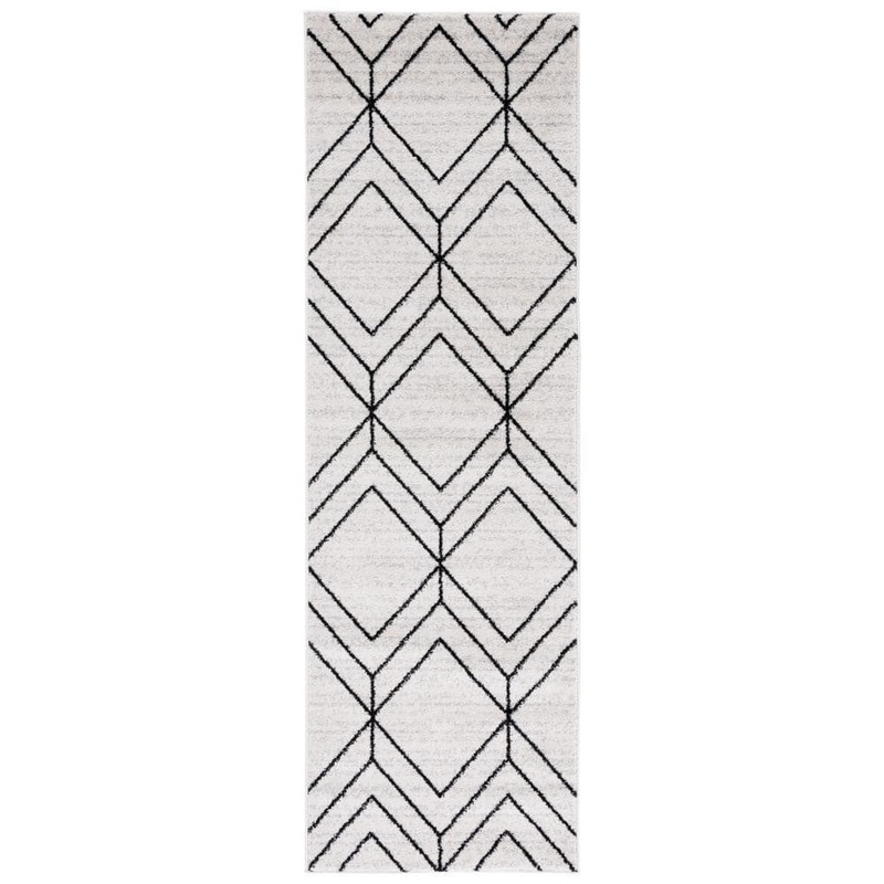 SAFAVIEH Adirondack Light Gray/Black 3 ft. x 12 ft. Diamond Runner Rug ADR241F-212