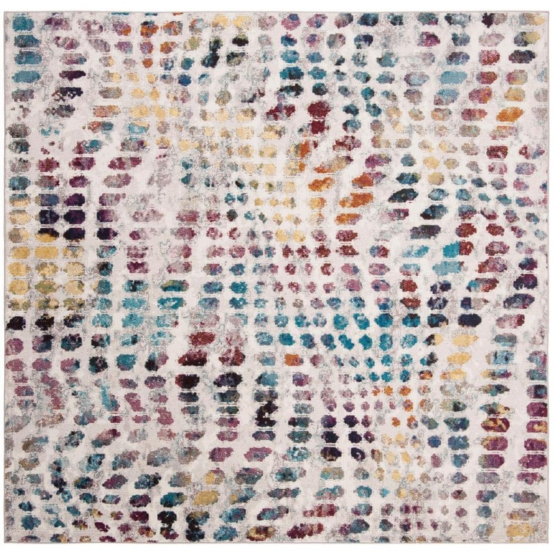 SAFAVIEH Aria Cream/Wine 6 ft. x 6 ft. Square Abstract Area Rug ARA121S-6SQ