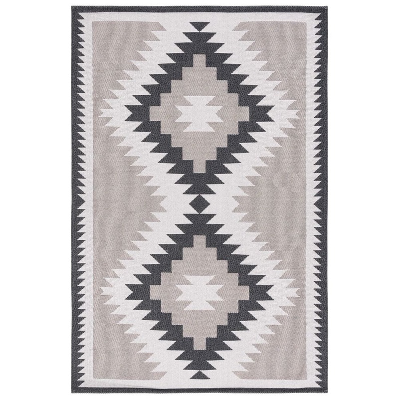 SAFAVIEH Augustine Beige/Black 2 ft. x 5 ft. Border Oversized Diamond Area Rug AGT438B-25