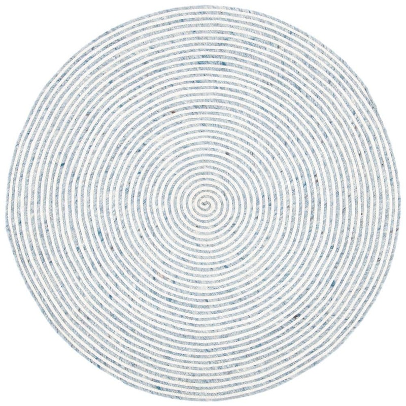 SAFAVIEH Braided Gray Ivory 4 ft. x 4 ft. Abstract Striped Round Area Rug BRD905F-4R