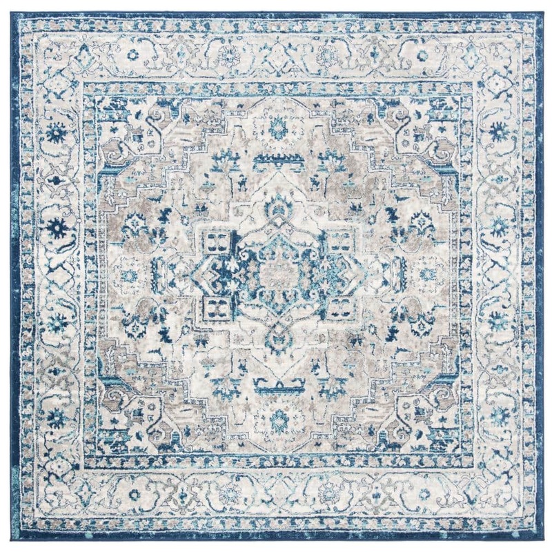 SAFAVIEH Brentwood Light Gray/Blue 11 ft. x 11 ft. Square Distressed Medallion Area Rug BNT851G-11SQ