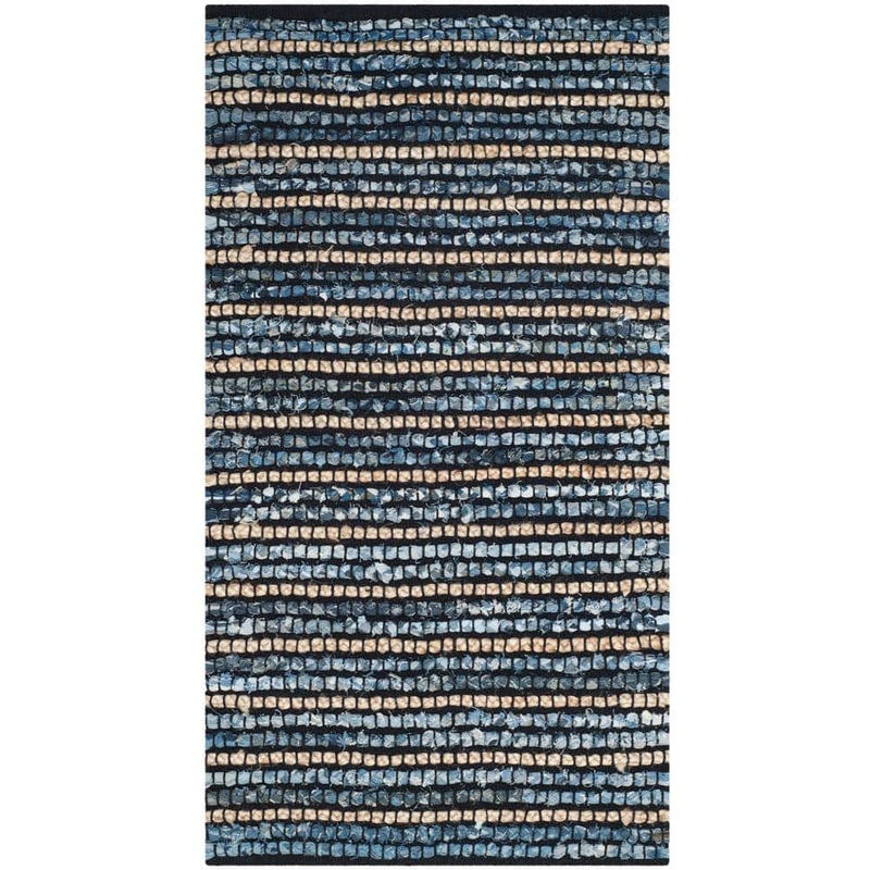 SAFAVIEH Cape Cod Blue/Natural Doormat 2 ft. x 4 ft. Striped Area Rug CAP363A-24
