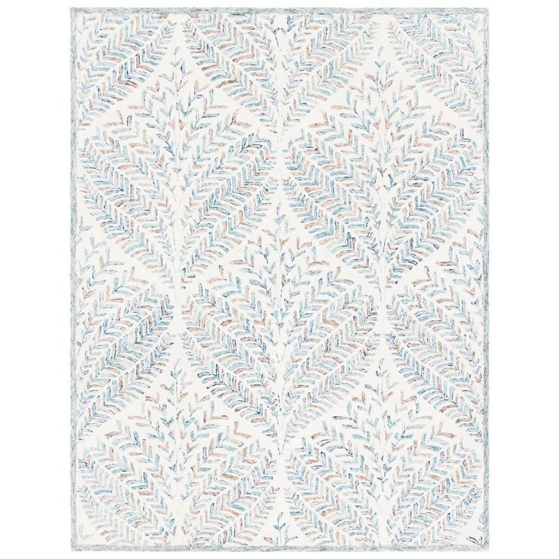 SAFAVIEH Capri Ivory/Blue 11 ft. x 15 ft. Geometric Leaf Area Rug CPR208A-1115