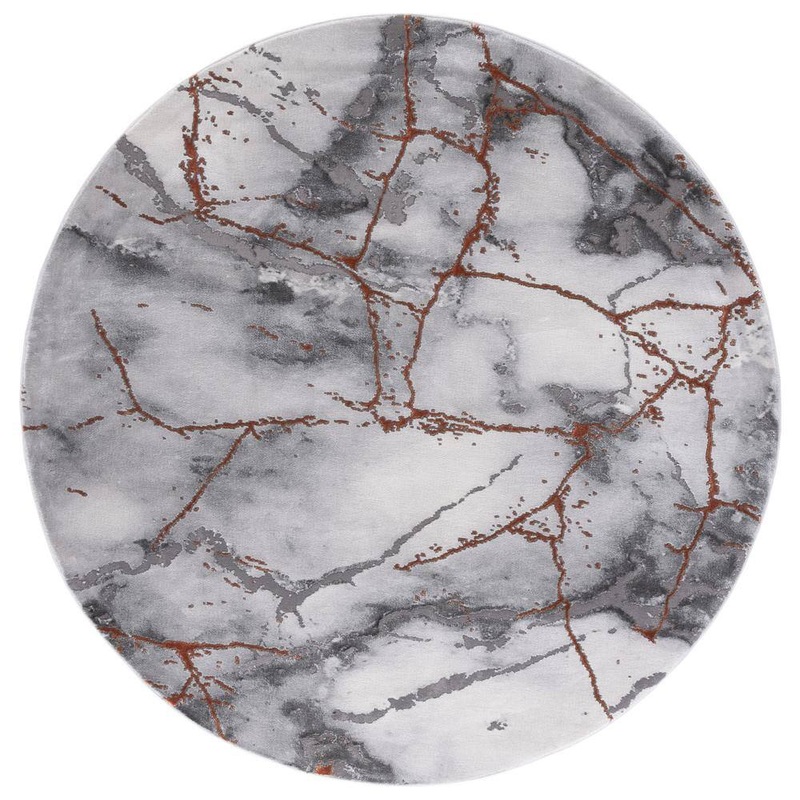 SAFAVIEH Craft Gray/Brown 7 ft. x 7 ft. Distressed Abstract Round Area Rug CFT877P-7R