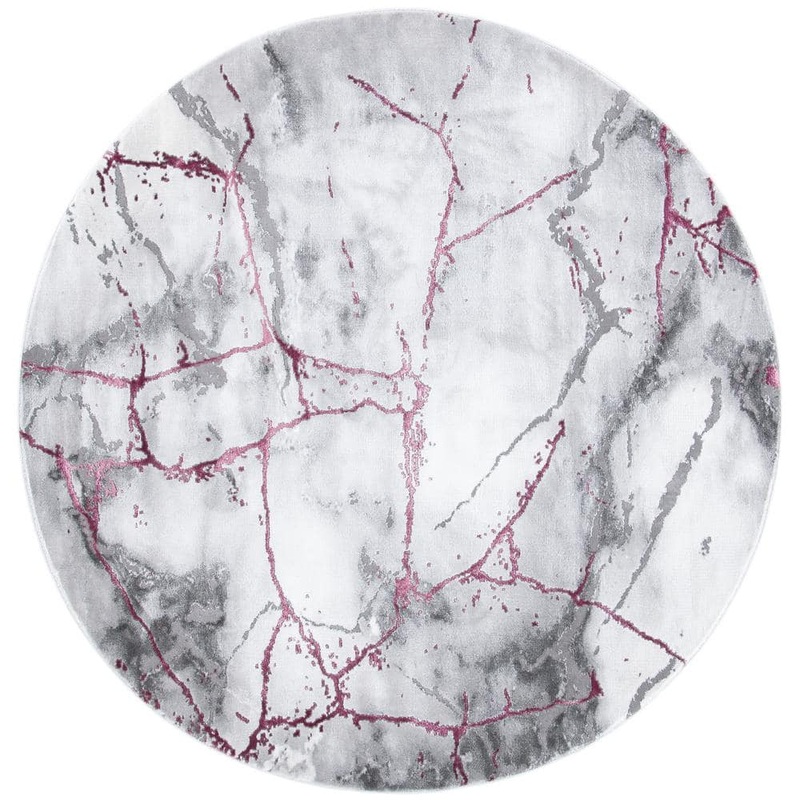 SAFAVIEH Craft Gray/Wine 4 ft. x 4 ft. Distressed Abstract Round Area Rug CFT877S-4R