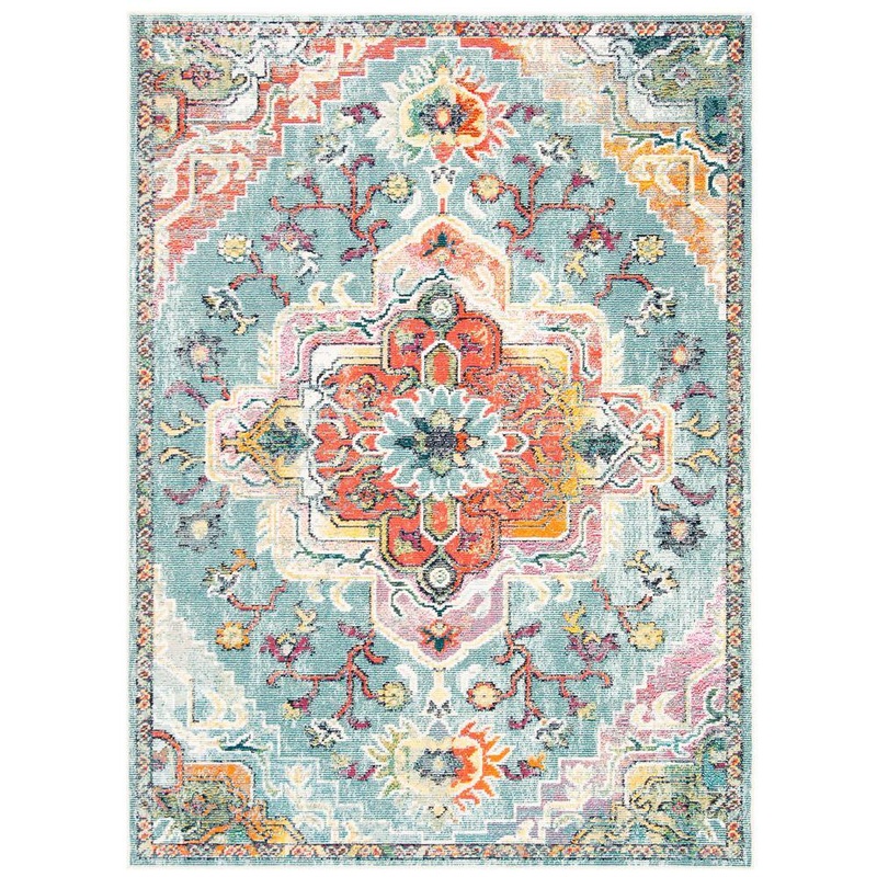 SAFAVIEH Crystal Teal/Orange 7 ft. x 9 ft. Border Area Rug CRS501J-6