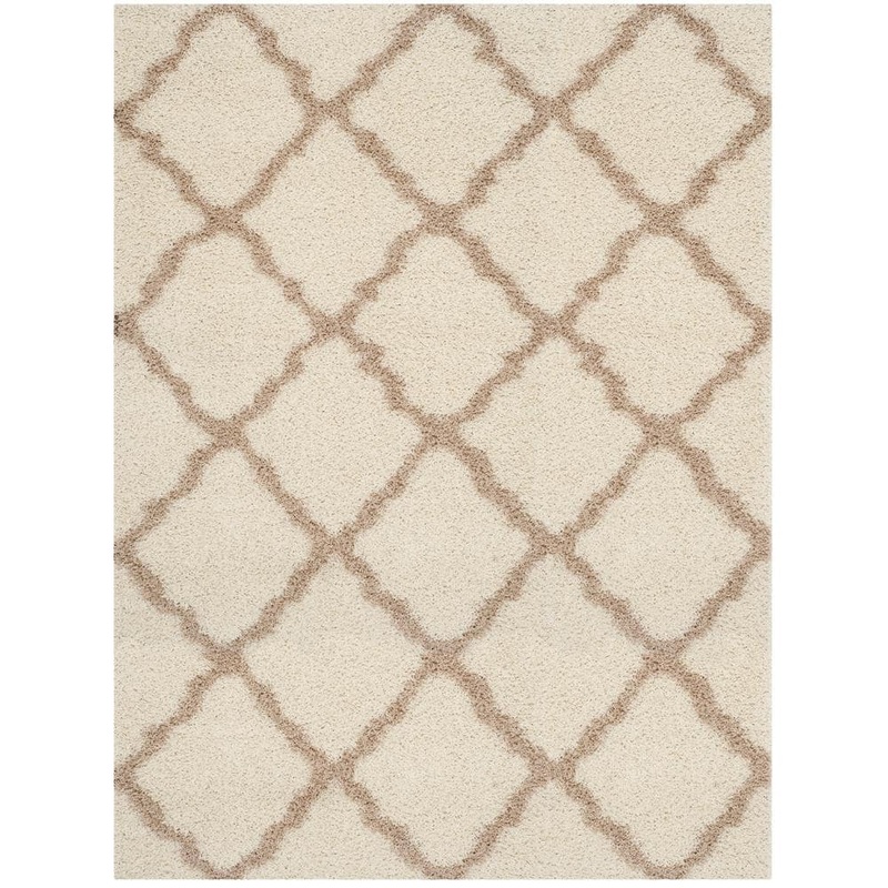 SAFAVIEH Dallas Shag Ivory/Beige 8 ft. x 10 ft. Geometric Diamond Trellis Area Rug SGD257B-8