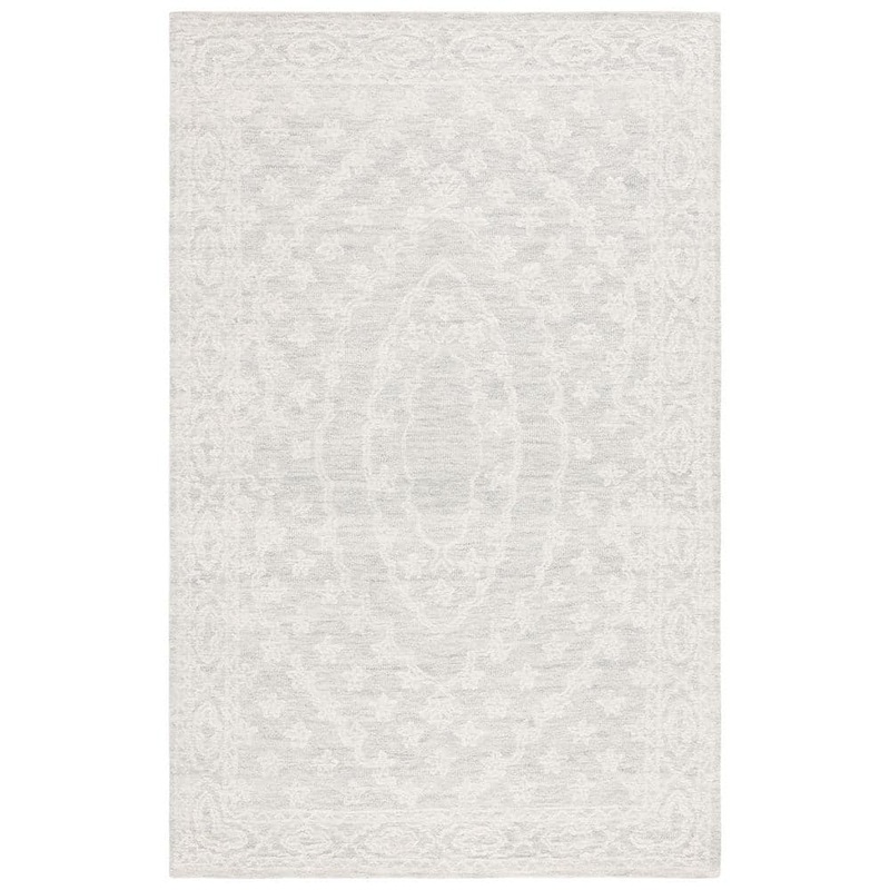 SAFAVIEH Ebony Ivory/Light Blue Doormat 3 ft. x 5 ft. Traditional Area Rug EBN307L-3