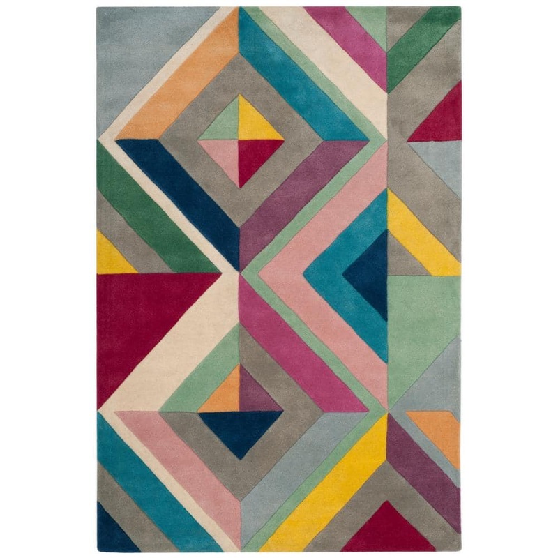SAFAVIEH Fifth Avenue Gray/Multi Doormat 2 ft. x 3 ft. Abstract Geometric Striped Area Rug FTV112A-2
