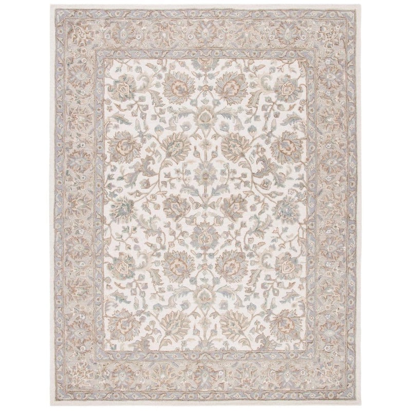 SAFAVIEH Glamour Ivory/Gray 8 ft. x 10 ft. Floral Border Area Rug GLM628A-8