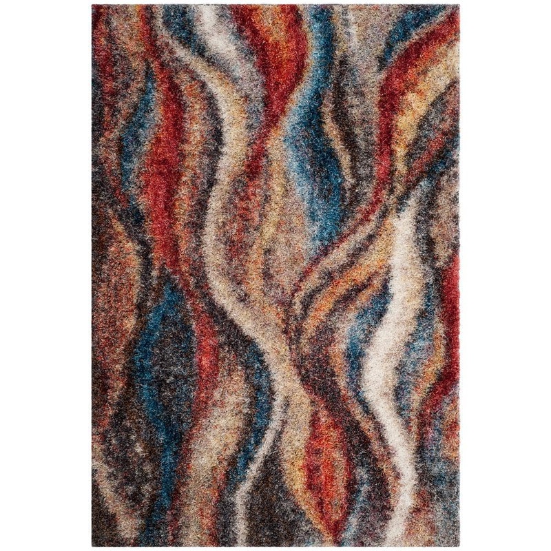 SAFAVIEH Gypsy Rust/Blue 5 ft. x 8 ft. Striped Area Rug GYP523C-5