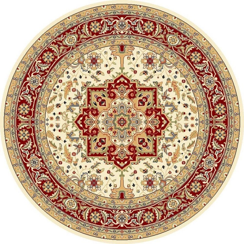 SAFAVIEH Lyndhurst Ivory/Red 8 ft. x 8 ft. Round Border Medallion Floral Area Rug LNH330A-8R