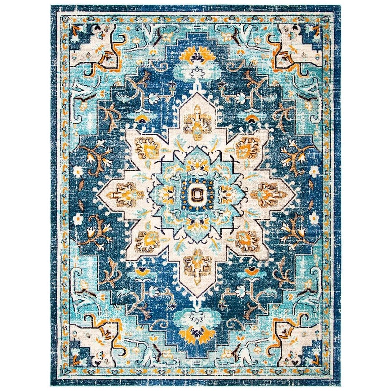 SAFAVIEH Madison Blue/Light Blue 9 ft. x 12 ft. Border Area Rug MAD473M-9