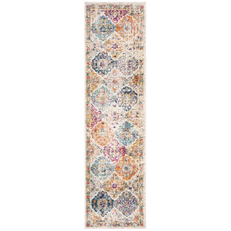 SAFAVIEH Madison Cream/Multi 2 ft. x 16 ft. Border Runner Rug MAD611B-216