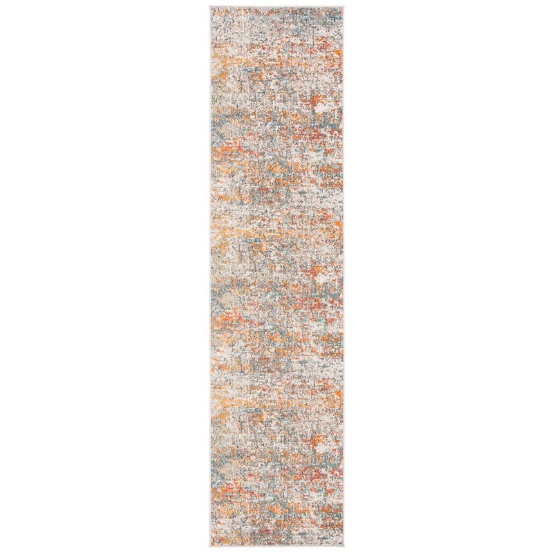 SAFAVIEH Madison Gray/Orange 2 ft. x 12 ft. Abstract Gradient Runner Rug MAD460F-212