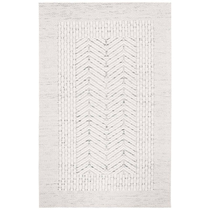 SAFAVIEH Marbella Collection Ivory Green 5 ft. x 8 ft. Border Chevron Area Rug MRB427Y-5