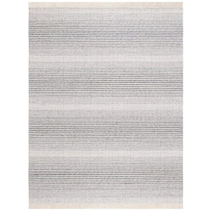 SAFAVIEH Marbella Ivory Black 8 ft. X 10 ft. Border Plaid Area Rug MRB208Z-8