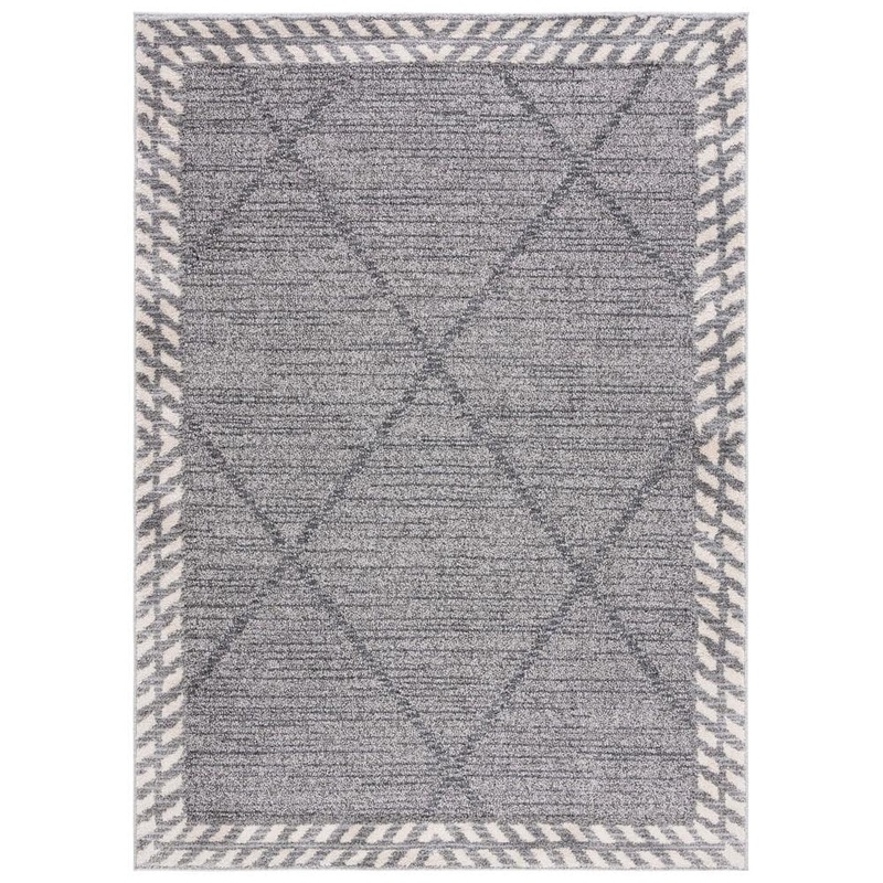 SAFAVIEH Martha Stewart Gray/Ivory 7 ft. x 9 ft. Border Diamond Area Rug MSR0752F-6