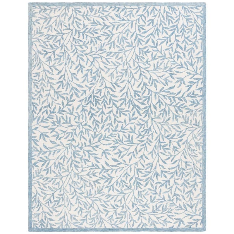 SAFAVIEH Martha Stewart Ivory/Blue 5 ft. x 8 ft. Border Abstract Floral Area Rug MSR3527L-5