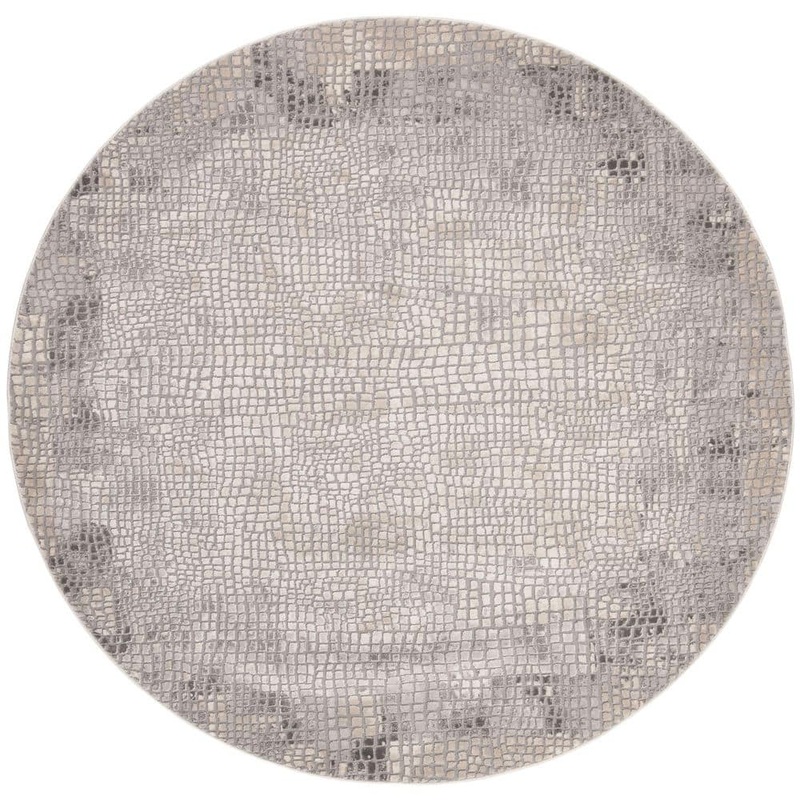 SAFAVIEH Meadow Taupe/Gray 7 ft. x 7 ft. Geometric Abstract Round Area Rug MDW184E-7R