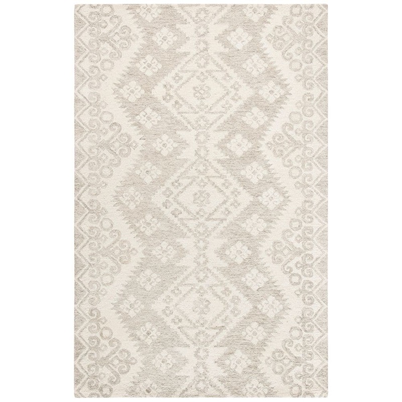 SAFAVIEH Micro-Loop Ivory/Beige 5 ft. x 8 ft. Chevron Geometric Area Rug MLP952A-5
