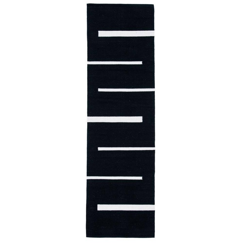 SAFAVIEH Montauk Black/Ivory 2 ft. x 10 ft. Geometric Lines Runner Rug MTK311Z-210
