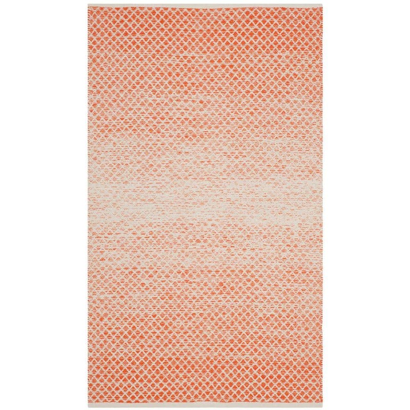 SAFAVIEH Montauk Orange/Ivory Doormat 3 ft. x 5 ft. Striped Distressed Geometric Area Rug MTK601D-3