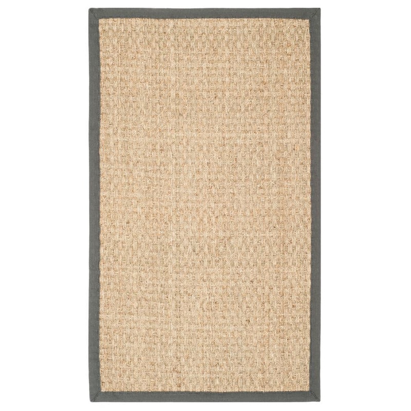 SAFAVIEH Natural Fiber Beige/Dark Gray Doormat 2 ft. x 3 ft. Border Area Rug NF114Q-2