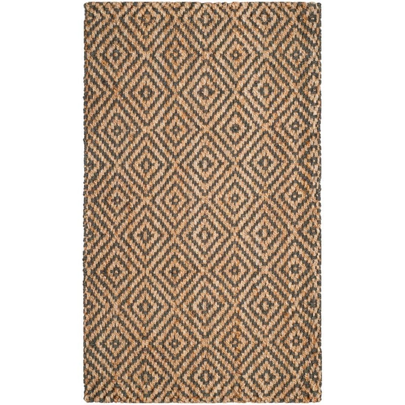 SAFAVIEH Natural Fiber Beige/Gray Doormat 3 ft. x 5 ft. Geometric Area Rug NF181D-3