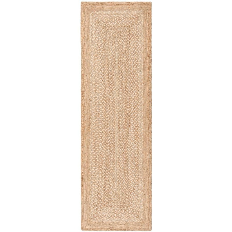 SAFAVIEH Natural Fiber Beige/Ivory 3 ft. x 6 ft. Woven Border Runner Rug NF885B-26