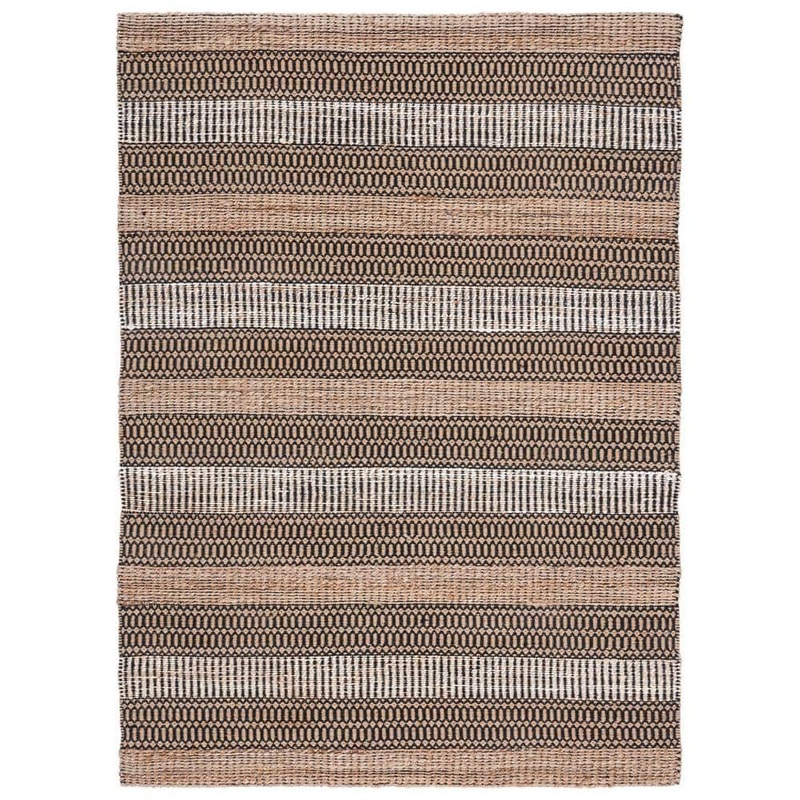 SAFAVIEH Natural Fiber Black/Beige 6 ft. x 9 ft. Striped Woven Area Rug NFB652Z-6