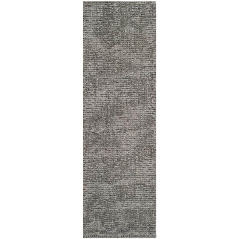 SAFAVIEH Natural Fiber Light Gray 3 ft. x 6 ft. Solid Runner Rug NF447G-26