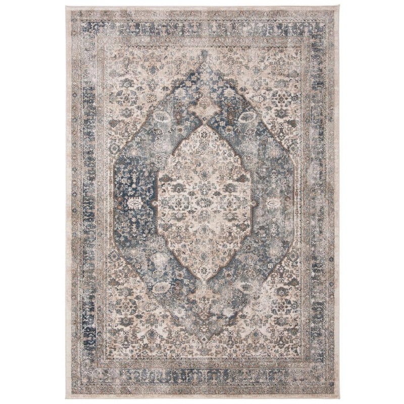 SAFAVIEH Oregon Beige/Gray Doormat 3 ft. x 5 ft. Floral Distressed Area Rug ORE896B-3