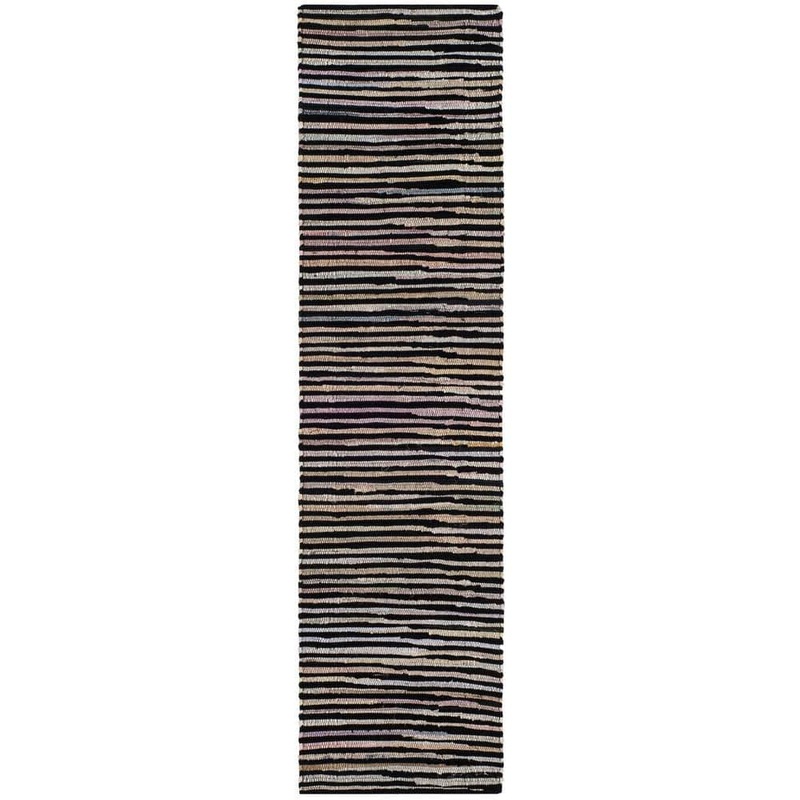 SAFAVIEH Rag Rug Black/Multi 2 ft. x 8 ft. Striped Runner Rug RAR130Q-28