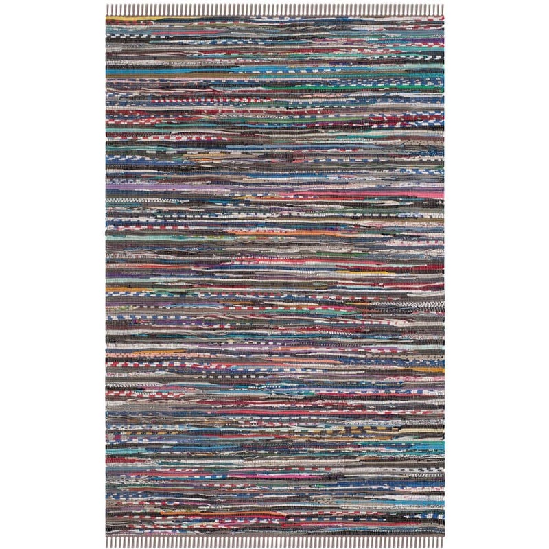 SAFAVIEH Rag Rug Rust/Multi 4 ft. x 6 ft. Striped Area Rug RAR121E-4