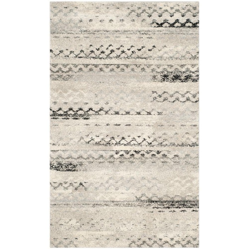 SAFAVIEH Retro Cream/Grey 5 ft. x 8 ft. Striped Area Rug RET2136-1180-5