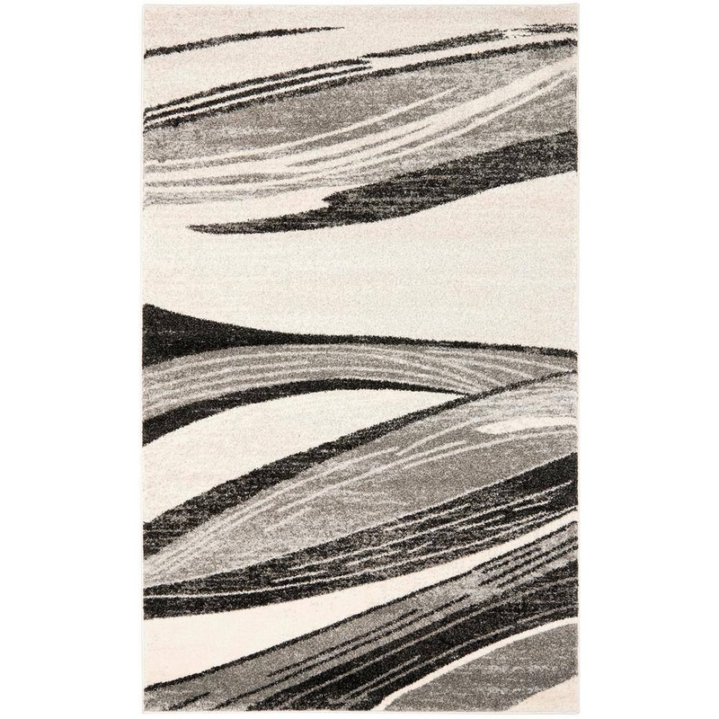 SAFAVIEH Retro Light Gray/Ivory 9 ft. x 12 ft. Striped Area Rug RET2691-7912-9