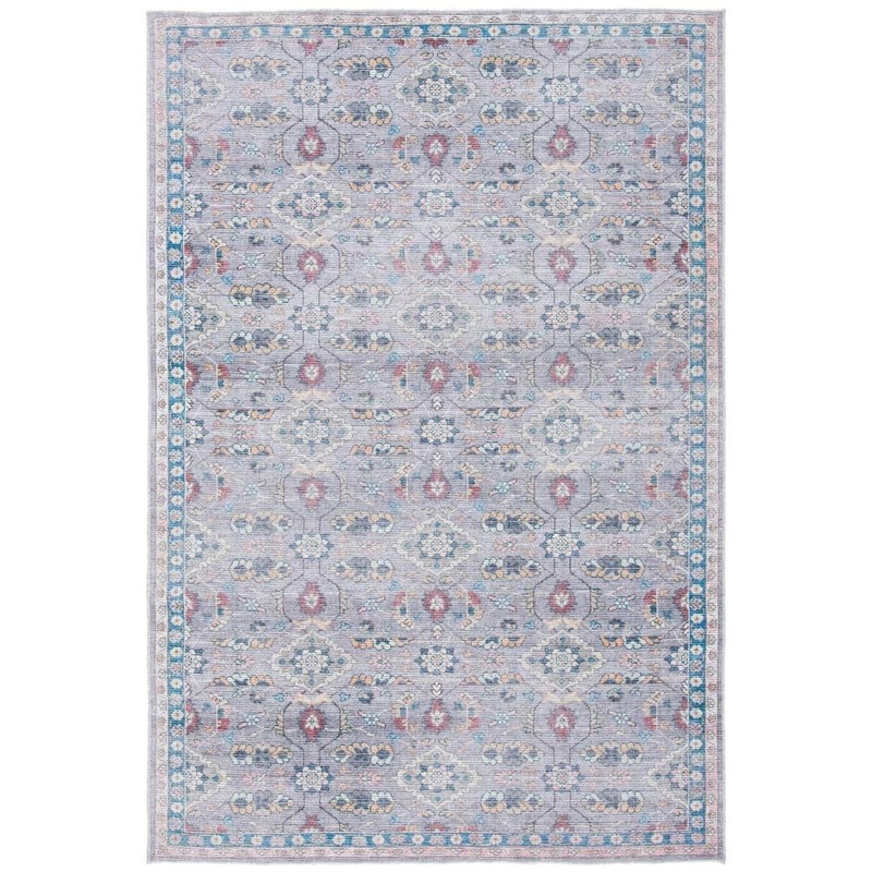 SAFAVIEH Serapi Gray/Beige 4 ft. x 6 ft. Machine Washable Floral Geometric Area Rug SEP585F-4