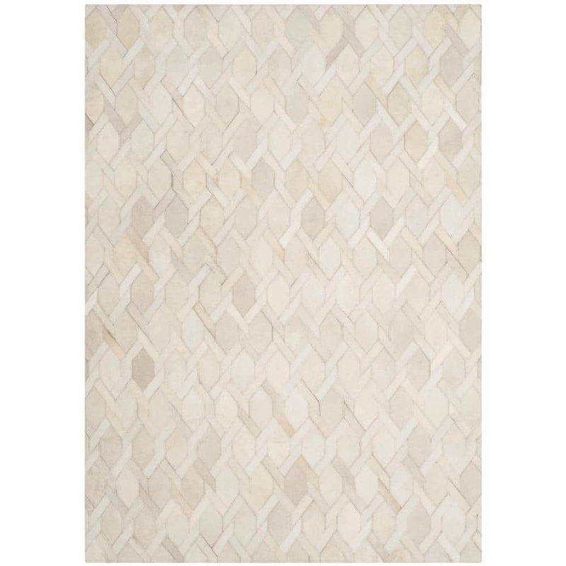 SAFAVIEH Studio Leather Ivory 4 ft. x 6 ft. Abstract Geometric Area Rug STL663A-4