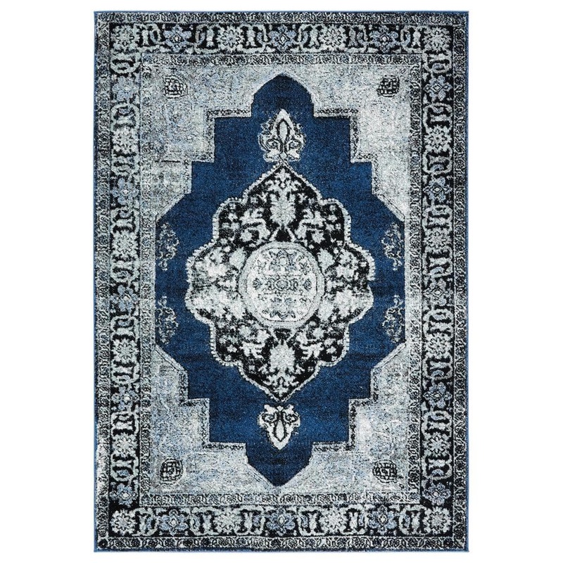 SAFAVIEH Vintage Hamadan Blue/Gray 8 ft. x 10 ft. Border Medallion Area Rug VTH219M-8