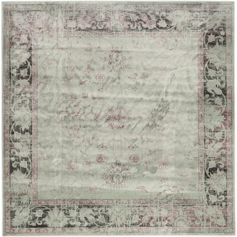 SAFAVIEH Vintage Spruce/Ivory 6 ft. x 6 ft. Square Border Distressed Area Rug VTG117-2111-6SQ