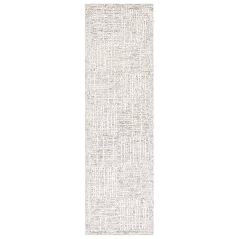 SAFAVIEH Abstract Gray/Ivory 2 ft. x 8 ft. Checkered Unitone Runner Rug ABT275F-28