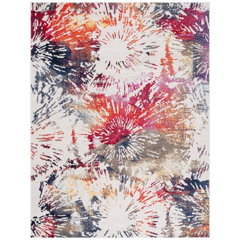 SAFAVIEH Adirondack Ivory/Fuchsia Gold 8 ft. x 10 ft. Eclectic Splatter Area Rug ADR292A-8