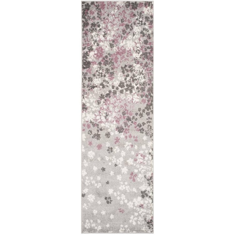 SAFAVIEH Adirondack Light Gray/Purple 3 ft. x 6 ft. Floral Runner Rug ADR115M-26