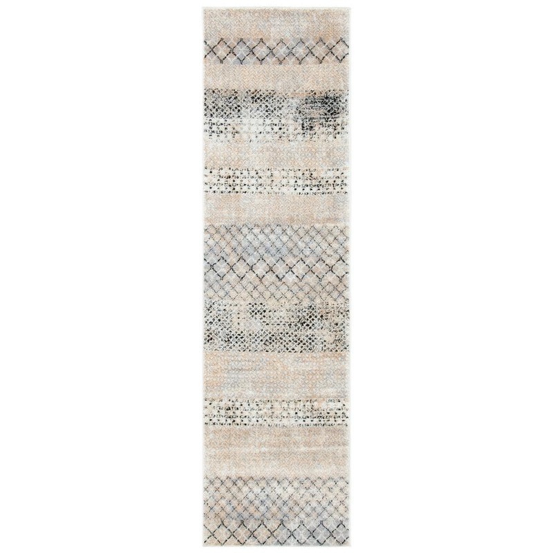 SAFAVIEH Amelia Gray/Gold 2 ft. x 8 ft. Geometric Distressed Runner Rug ALA761H-28