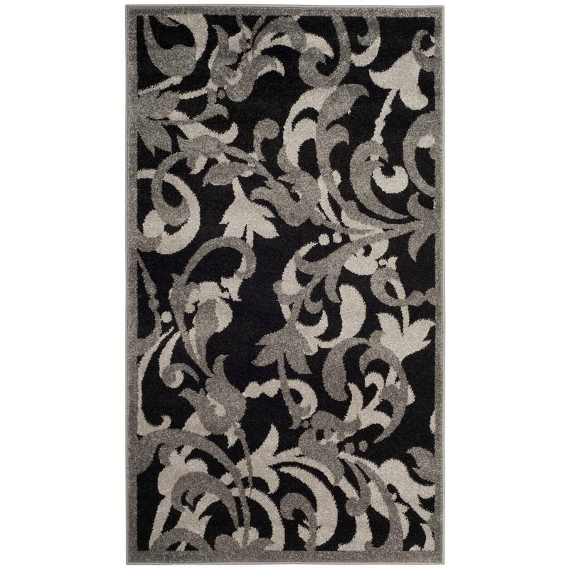 SAFAVIEH Amherst Anthracite/Light Gray Doormat 3 ft. x 5 ft. Border Area Rug AMT428G-3